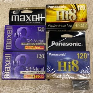 NEW in pkg FOUR Hi 8 Digital Camcorder 8mm Tapes Maxell, Panasonic
